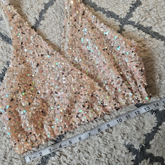 Free People Sequin Big Night Crop Top Small - Picture 3 of 6